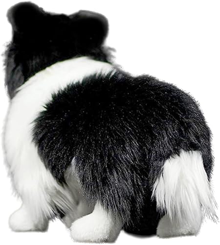 Miniatura 5 de FRANKIEZHOU Juguete realista de Border Collie de 11 pulgadas, perro realista, perro blanco y negro, juguete de peluche de animal simulado,