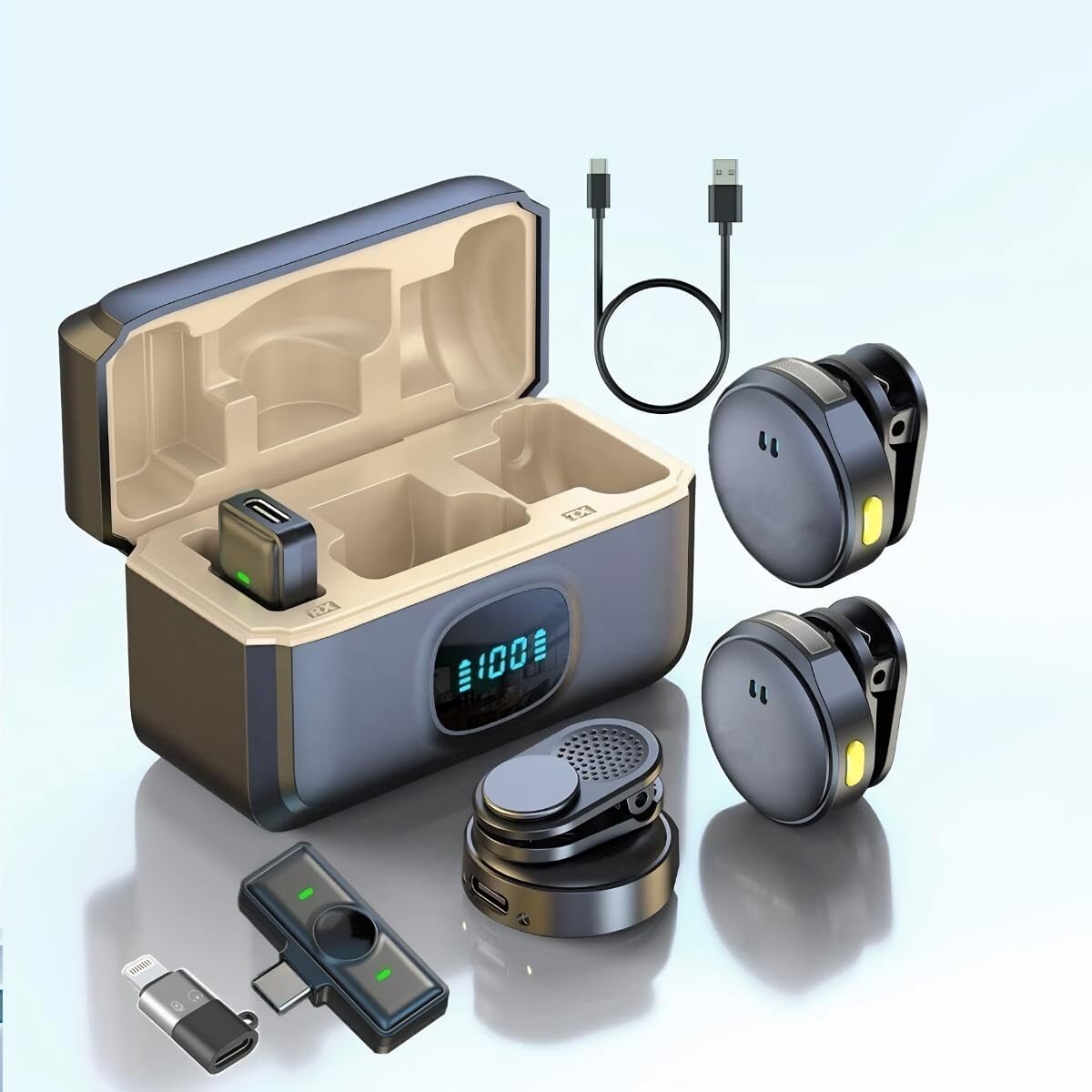 RV Enterprises Dual Wireless Lavalier Microphone with LED Display Case, Noise Cancelling Lapel Microphone for Camera, YouTube, Vlogging, Recording, Plug & Play for Android (Type C)-picture-10