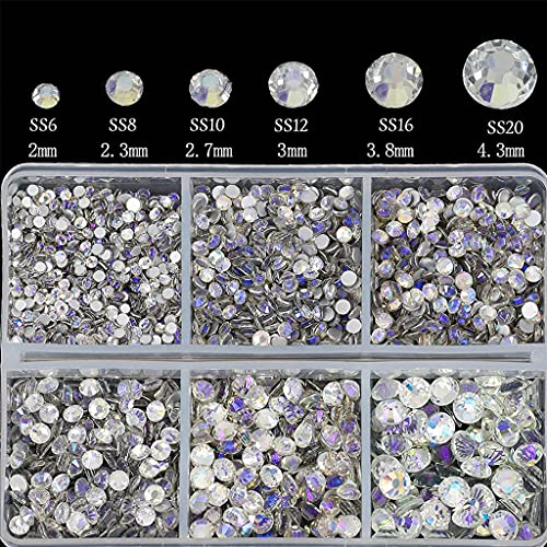 Gergxi Hotfix AB Strasssteine, verschiedene Größen, Kristall, flache Rückseite, Strass, 3D-Nagel-Diamanten, Nagelschmuck… – Bild 3