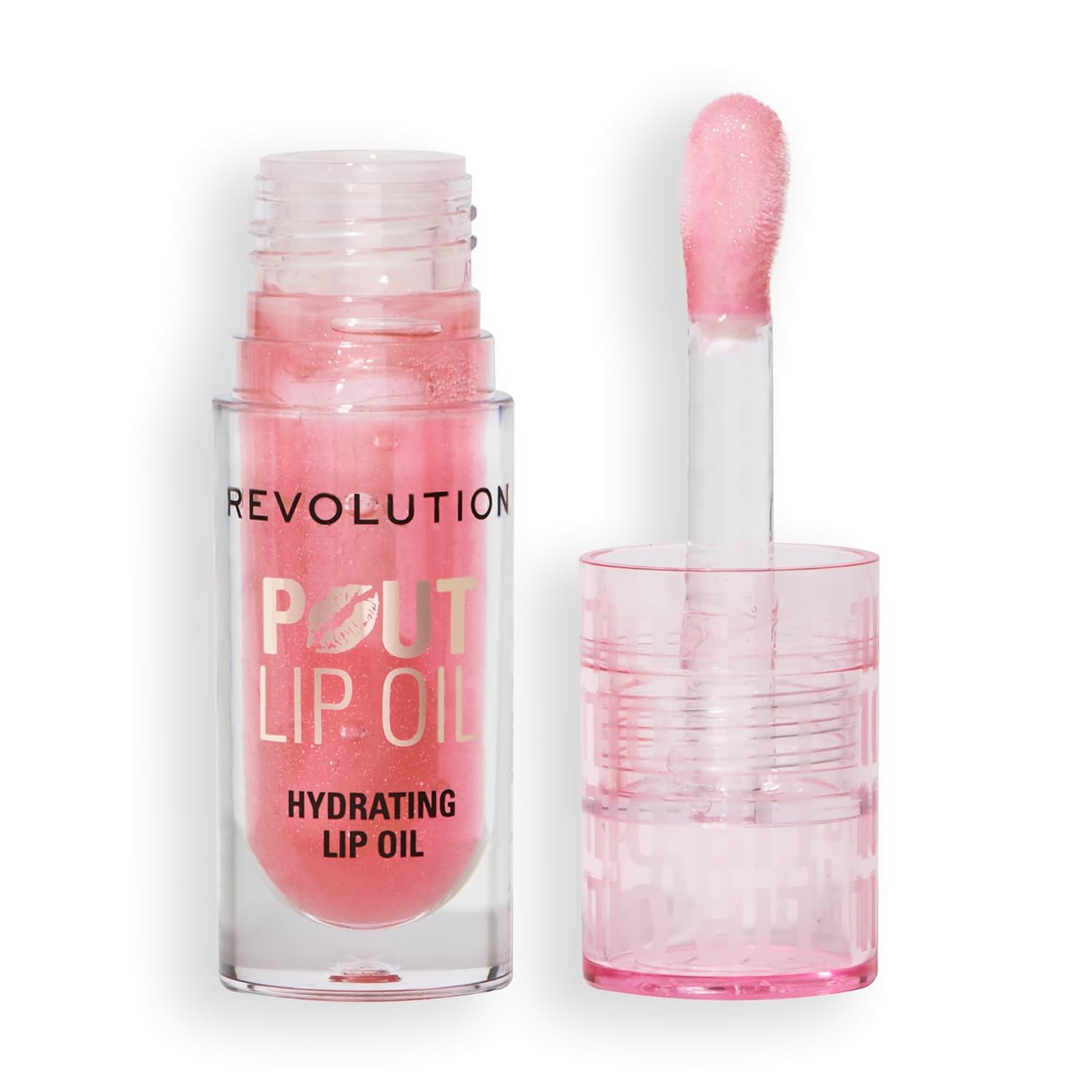Revolution Beauty London, Pout Lip Oil, Nourishing Tinted Lip Oil, High Shine, Non-Sticky Finish, Vegan & Cruelty-Free, Glam Pink Shimmer, 0.13 oz Glam Pink Shimmer 0.13 Fl Oz (Pack of 1)
