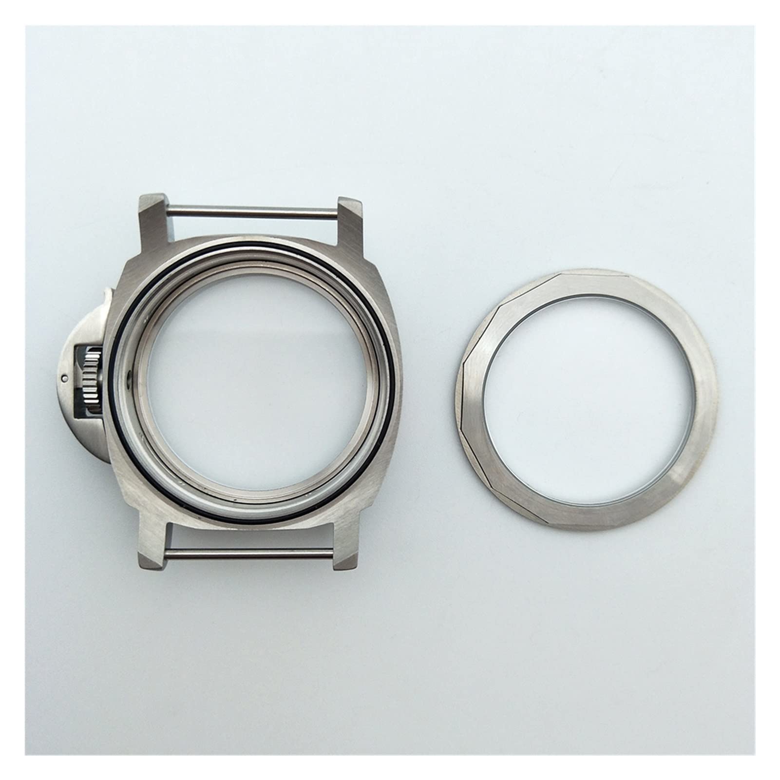 Caja de Acero Inoxidable Cepillado Plateado de 44 mm, Cuerda Manual, Compatible con el Movimiento Eat 6497/6498.
