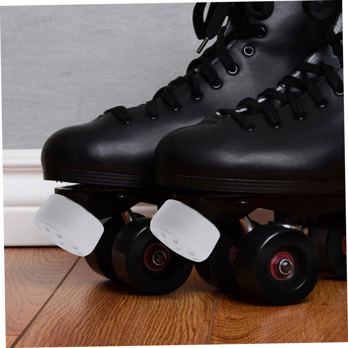 Topes Redondos Blancos 2 Piezas para Patines de Ruedas Goma Ajustable Suelo Madera Asfalto