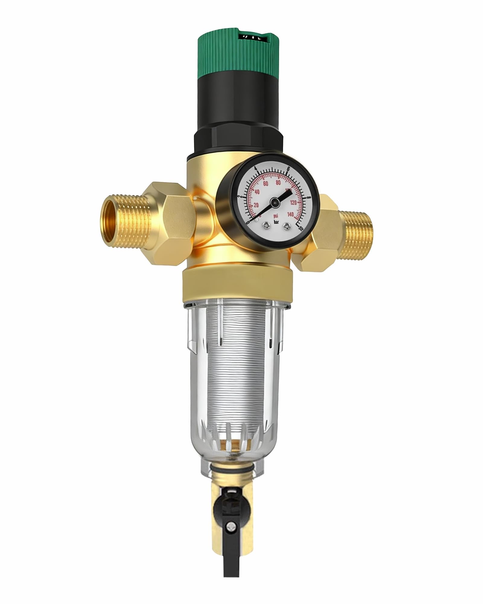 Riduttore di Pressione Acqua 3/4,Regolatore Di Pressione Acqua Con Manometro Acqua E Filtro A Rete, Ottone, per Residenze, Edifici e Fabbriche