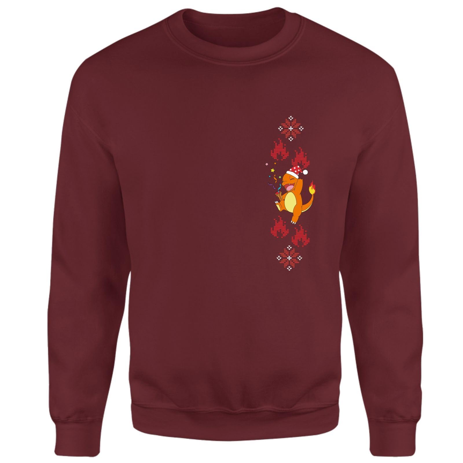 Pokemon Charmander Party Christmas Jumper - Burgundy - XL