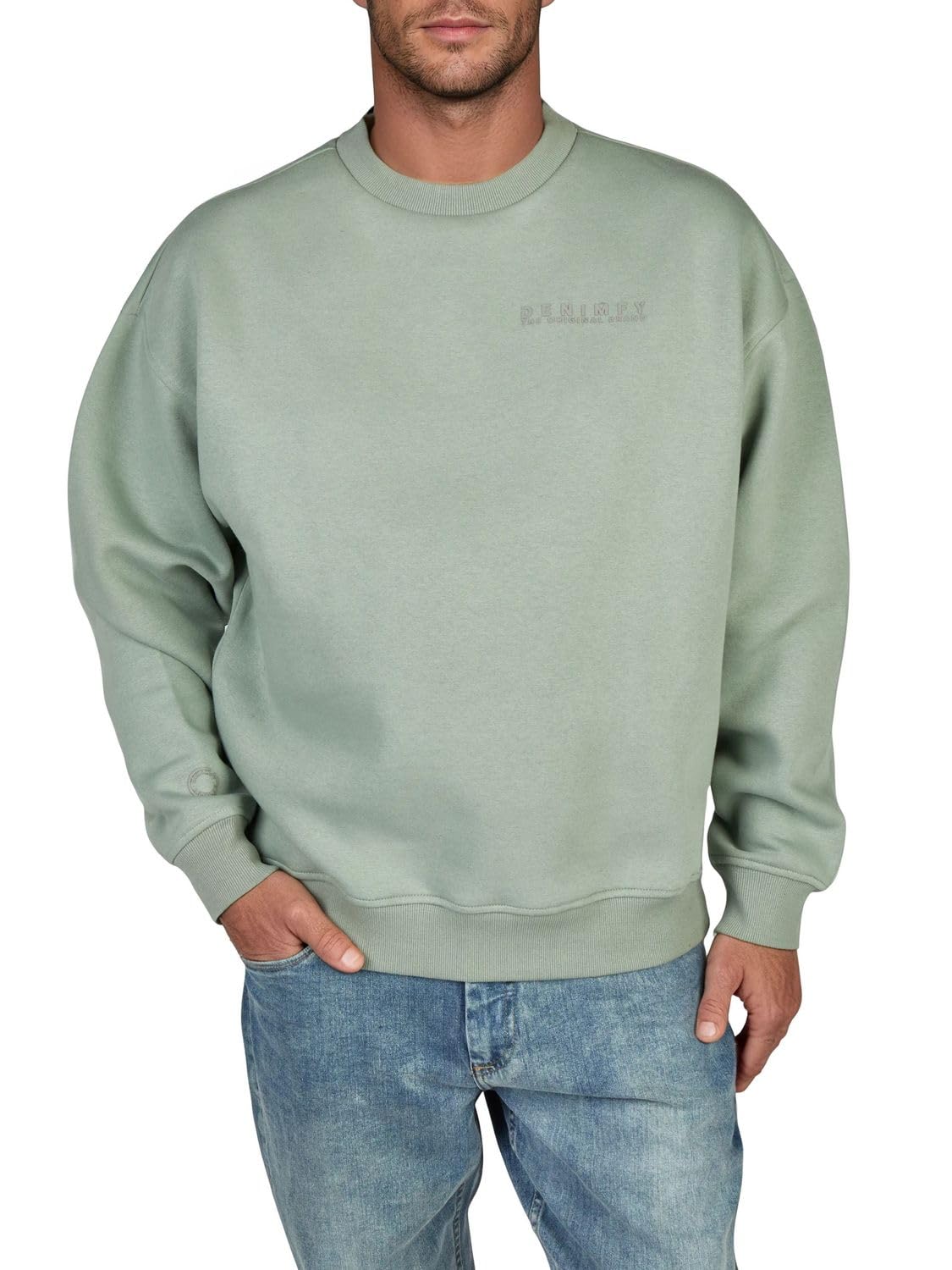 DENIMFY Pullover Herren Oversize Fit mit Druck DFKeno Sweatshirt