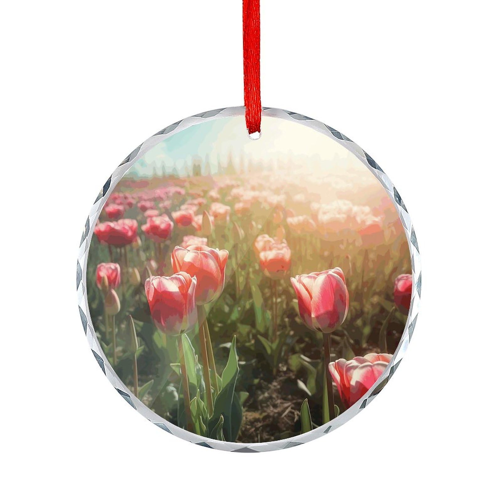 Fodpand Women's Style Flowers On Sunlight Background Round Glass Ornament Keepsake Gift Exchange Ideas Car Decor,Christmas Ornaments For Tree Window Garden Ornaments