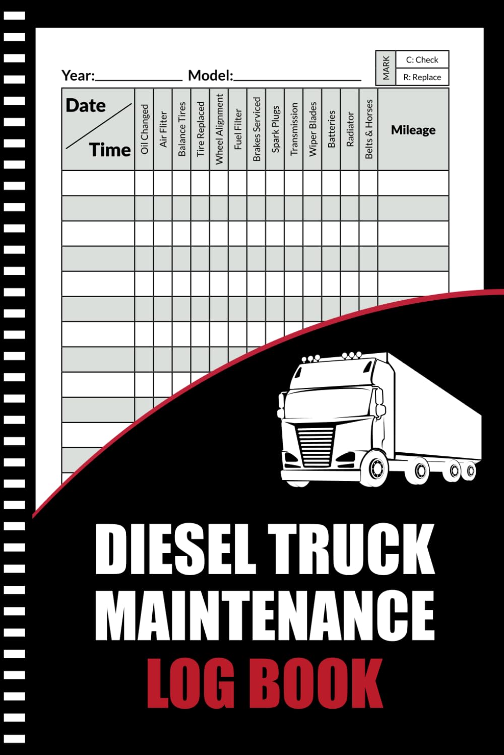 Diesel Truck Maintenance Log Book: Vehicle Maintenance Log Book for Truck and Semi Truck Drivers, Delivery and Semi Trucks with Mileage Log, Truck Service and Repair Record Book