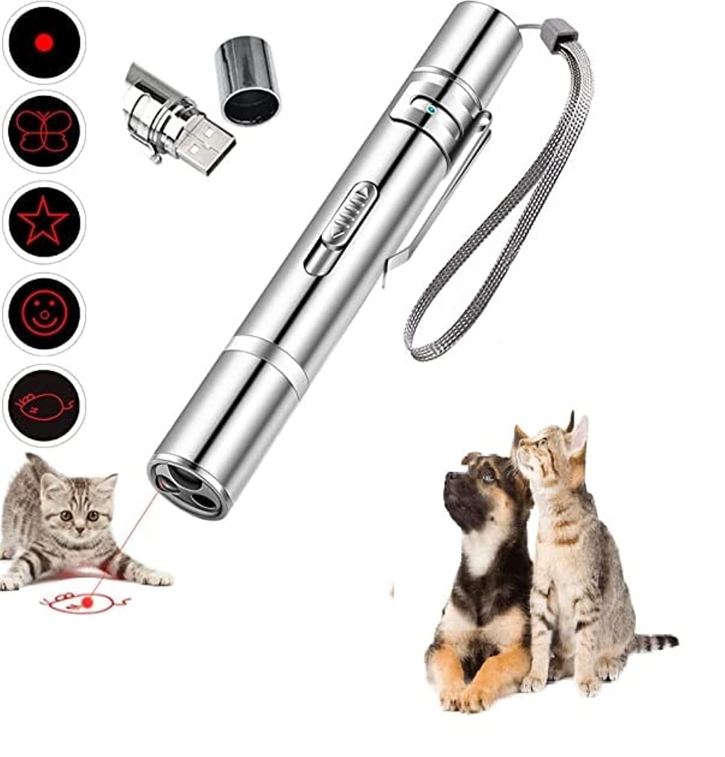 Al Shams Trading Cat Laser Toy, Cat Toy Laser Pointer, Laser Pointer for Interactive Toys for Indoor Cats Dogs, Long Range 7 Modes Lazer Projection for Kitten Pet Chaser Tease Stick Training Exercise