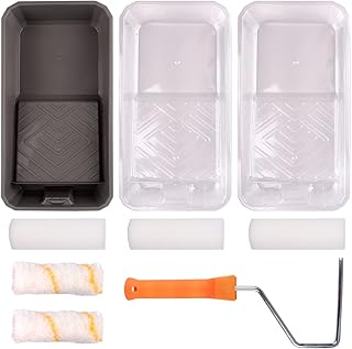 Sponsored Ad - CBRIGHT 9pcs 4inch Small Paint Roller with 3 Paint Trays Kit,3 High-Density Sponge Mini Rollers and 2 Micro...