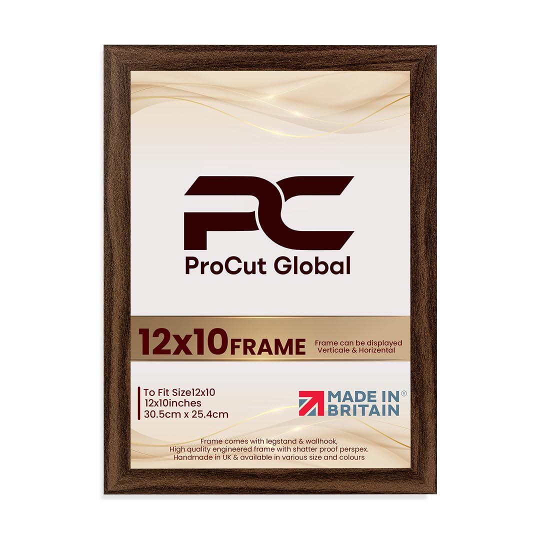 Procut Global 12X10 Walnut Picture Frames – Sleek Wooden Photo Frame with Shatterproof Perspex for Wall or Tabletop – Perfect for Posters, Certificates, Prints–Multiple Sizes & Colors Available — image 1