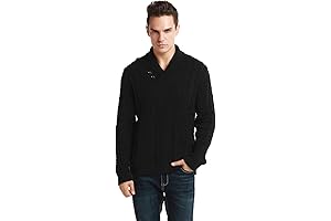 Lynz Pure Men's Shawl Collar Cable Knit Sweater
