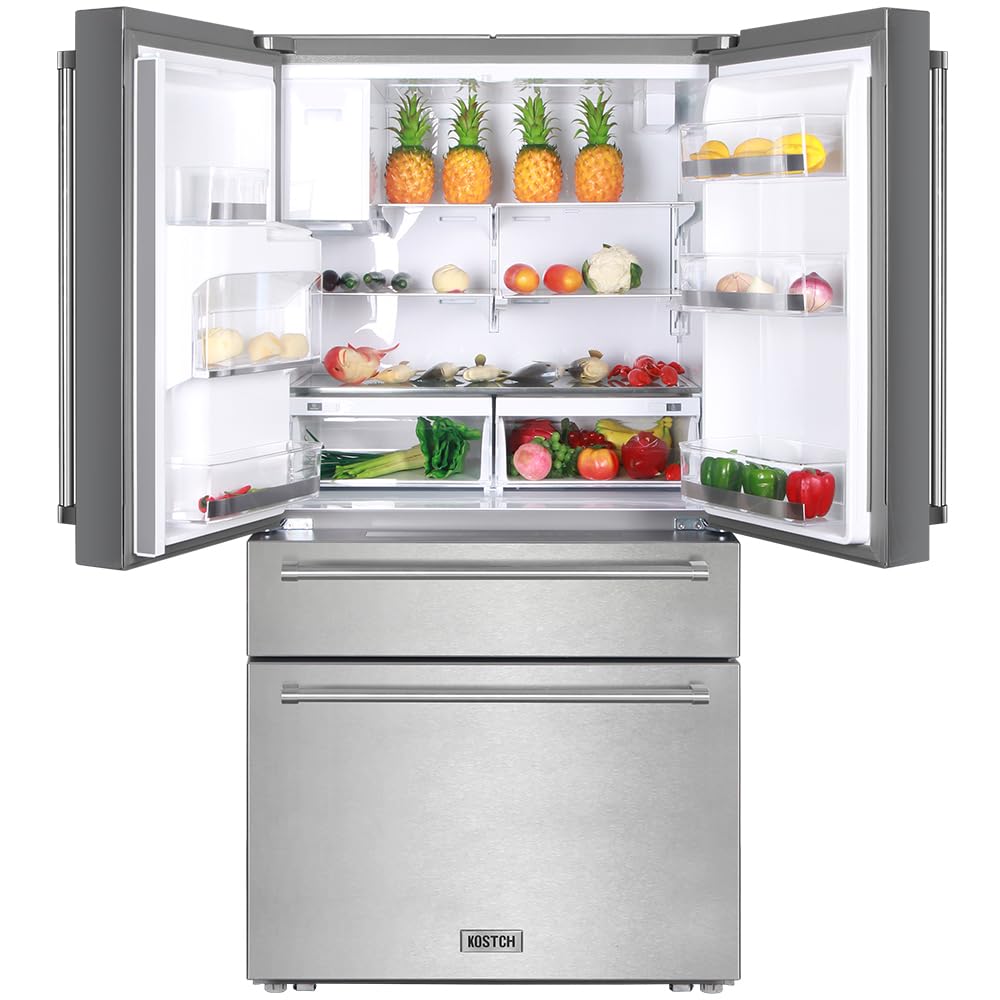 KOSTCH 21.6 Cu.Ft French Door Refrigerator with Ice/Water Dispenser, Stainless Steel, Energy Star Certified — FIN-0014522 | Fridge.com