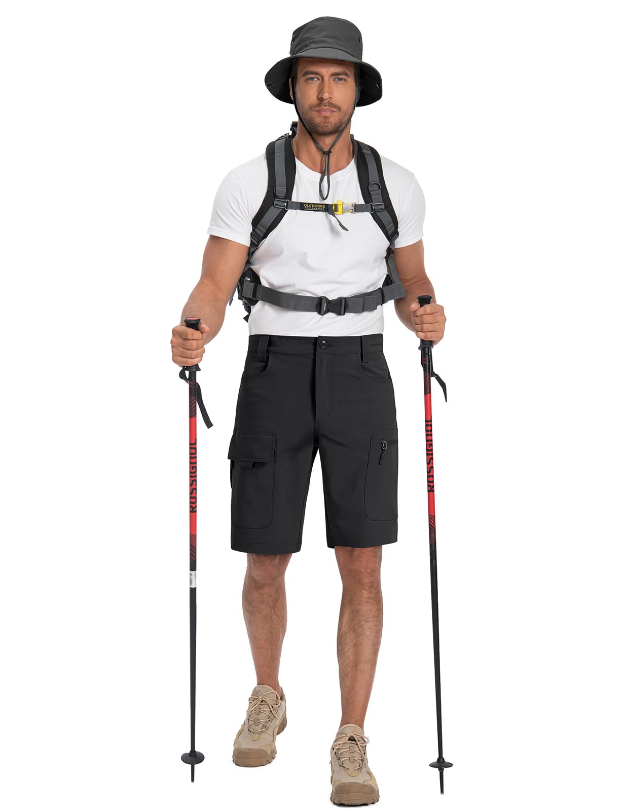 Moosehill Kurze Hosen Herren, Wanderhose Cargo Shorts Wasserabweisend mit 6 Taschen Leichte Atmungsaktiv MTB Hose Radlerhose Fahrradhose Manner Kurz Bermuda Treking Outdoorhose Sommer