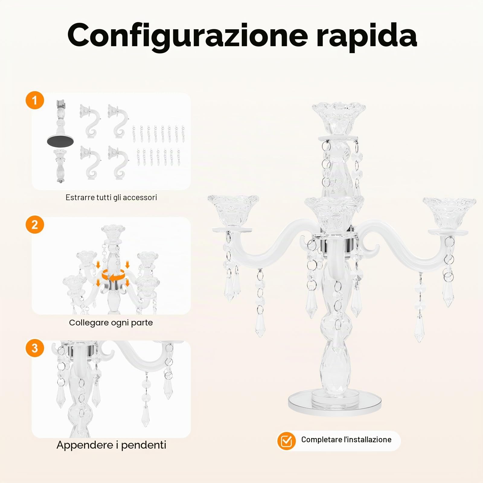 Portacandele a 5 rami in cristallo, altezza 35,5 cm, decorazione da tavolo per matrimoni, lampadario in cristallo trasparente con 5 portacandele