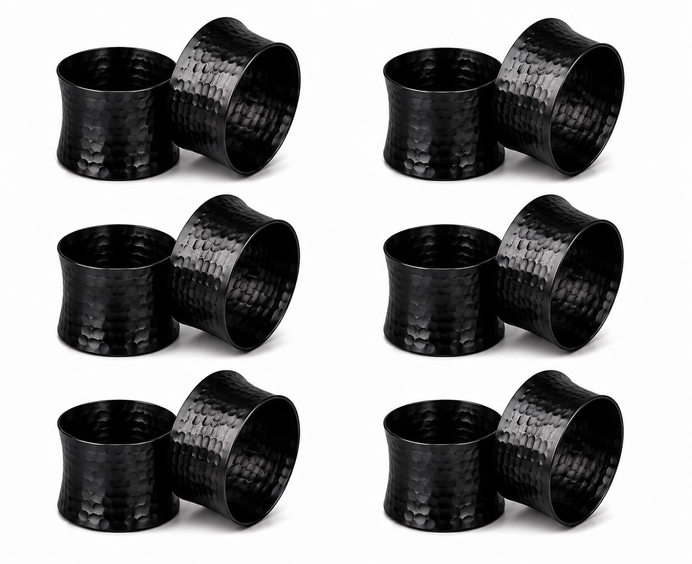 ITOS365 Black Napkin Rings Set of 12, Handmade Hammered Metal Napkin Ring Holders for Dining Table, Wedding, Parties & Everyday Table Decor