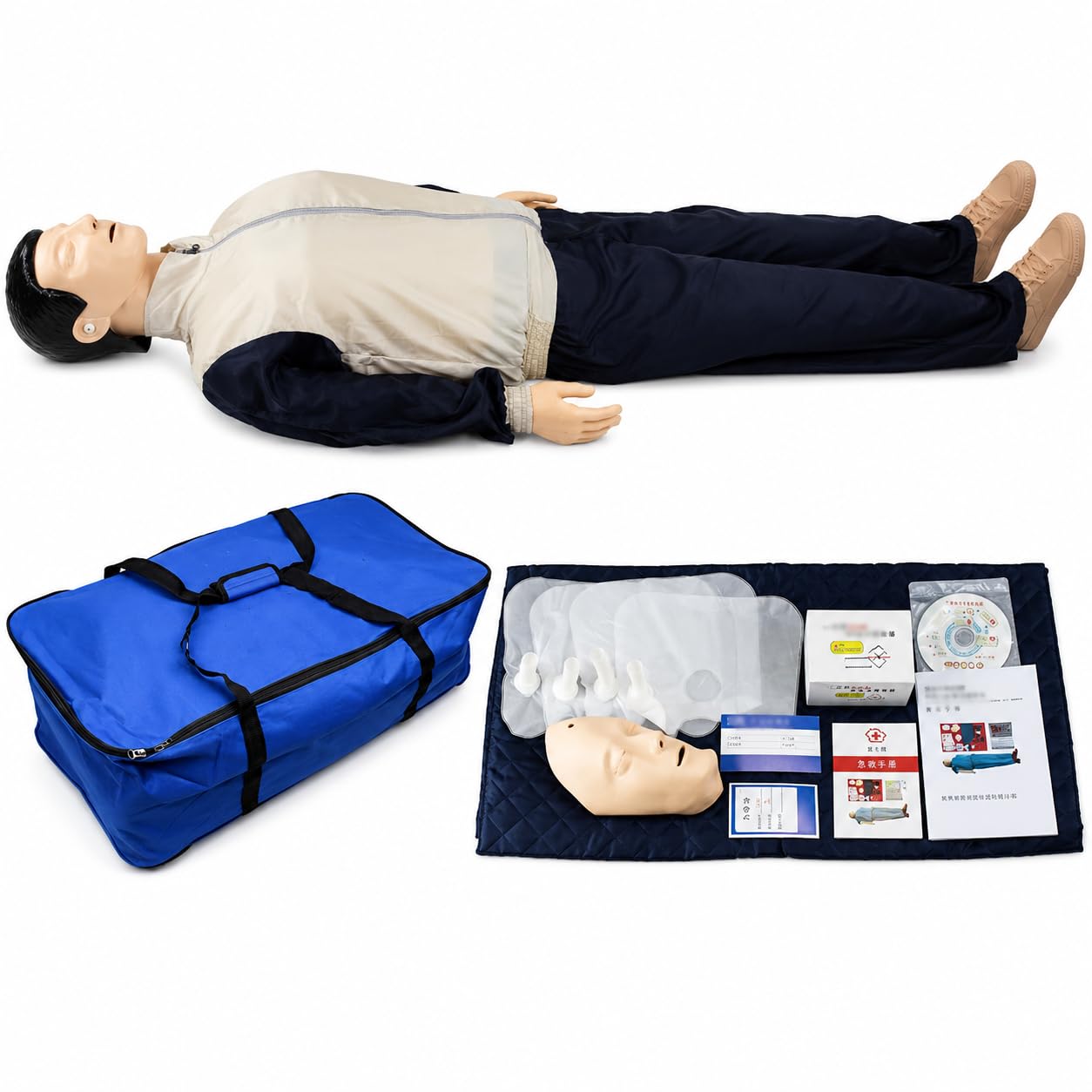 CPR-Trainingspuppe, Ganzkörper-Erwachsenen-CPR-Dummy-Übungspuppe für professionelles medizinisches Pflege- und Erste-Hilfe-Trainingsset