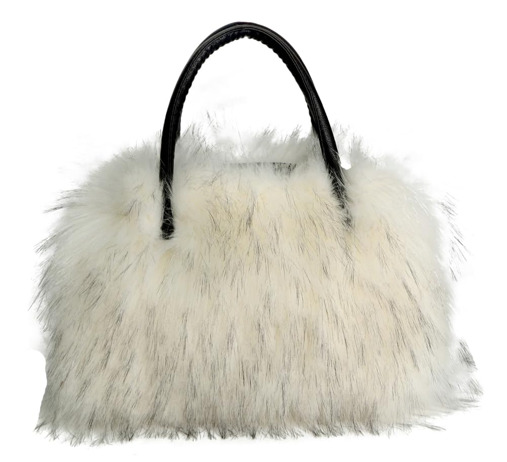 Bolso de mano peludo para mujer, de piel sintética, grande, bonito y suave