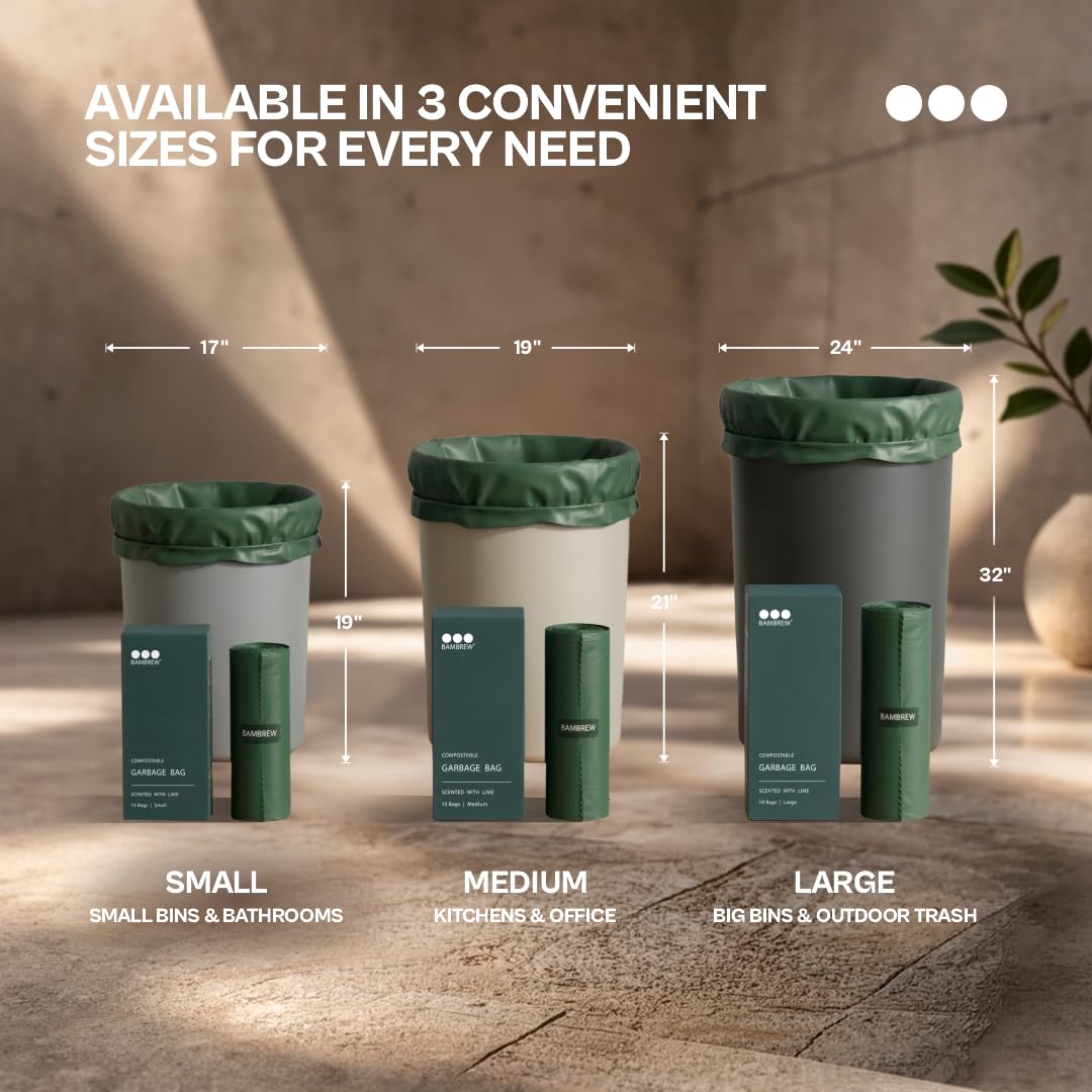 Bambrew Compostable Garbage Bags - Lime Scented -6 Bambrew Compostable Garbage Bags - Lime Scented -6