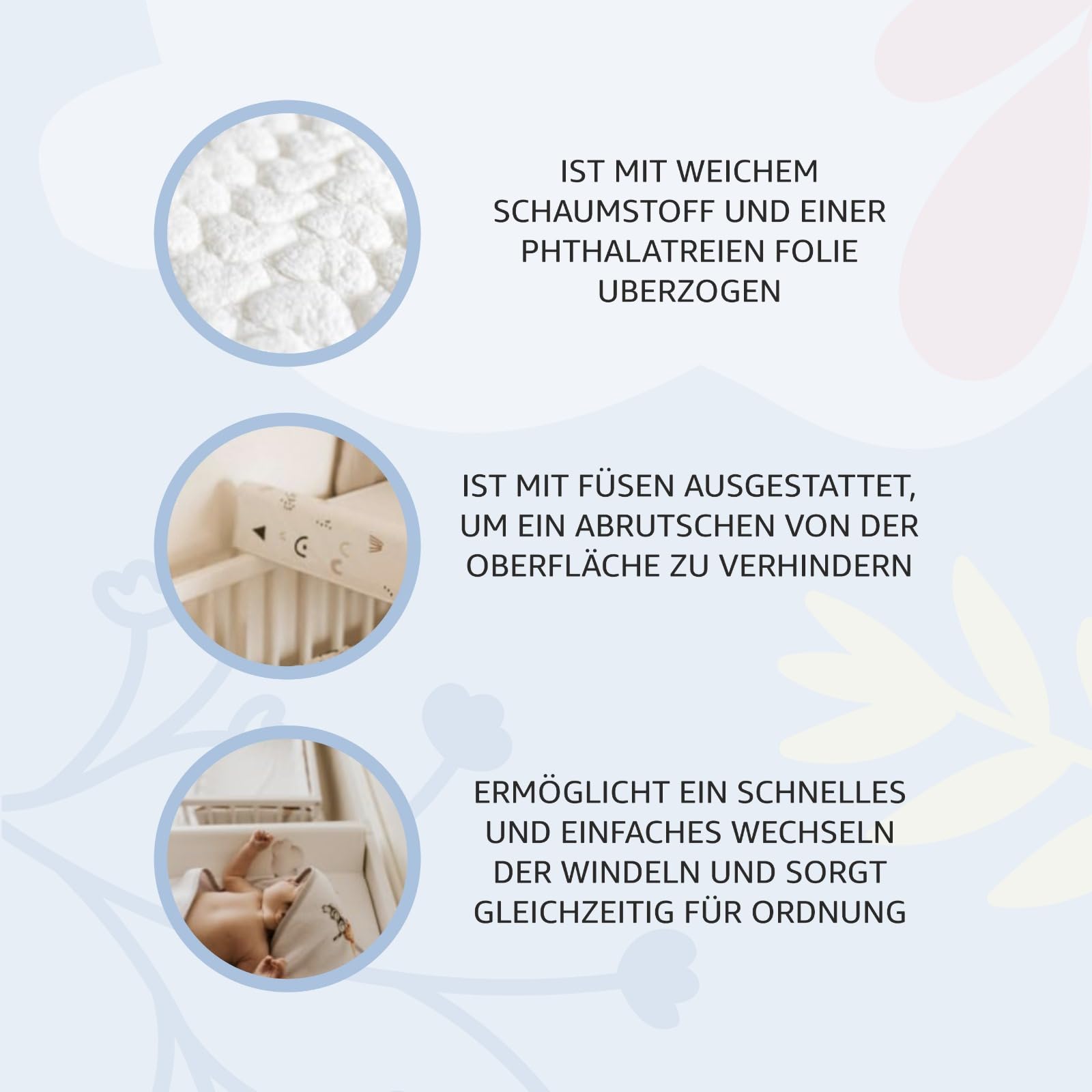 Weiche Wickelauflage Baby Wickelunterlage für Junge und Mädchen Wasserdicht Wickeltischauflage Abwaschbar Für ein Neugeborenes Faultiere 70x47x3cm
