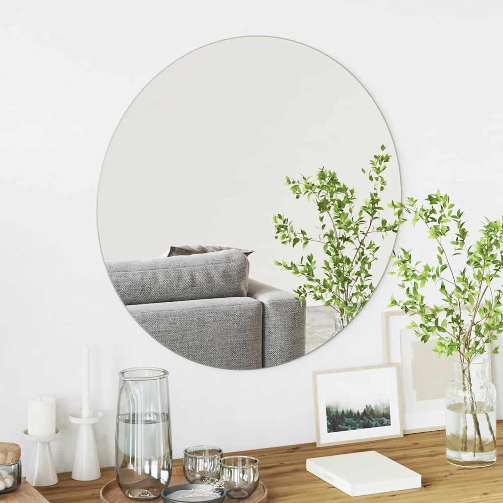 Miroir mural rond verre trempé sans distorsion avec montage facile