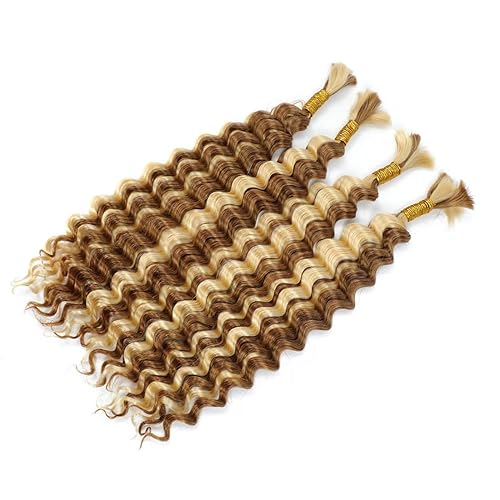 Miniatura 4 de P27613 - Cabello humano trenzado de onda profunda, cabello humano húmedo y ondulado a granel para trenzar ganchillo, trenzas bohemias sin nudos,