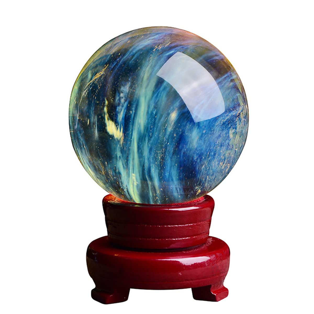 Boule de cristal jaune de haute pureté 7cm ornement d'exception pour salon