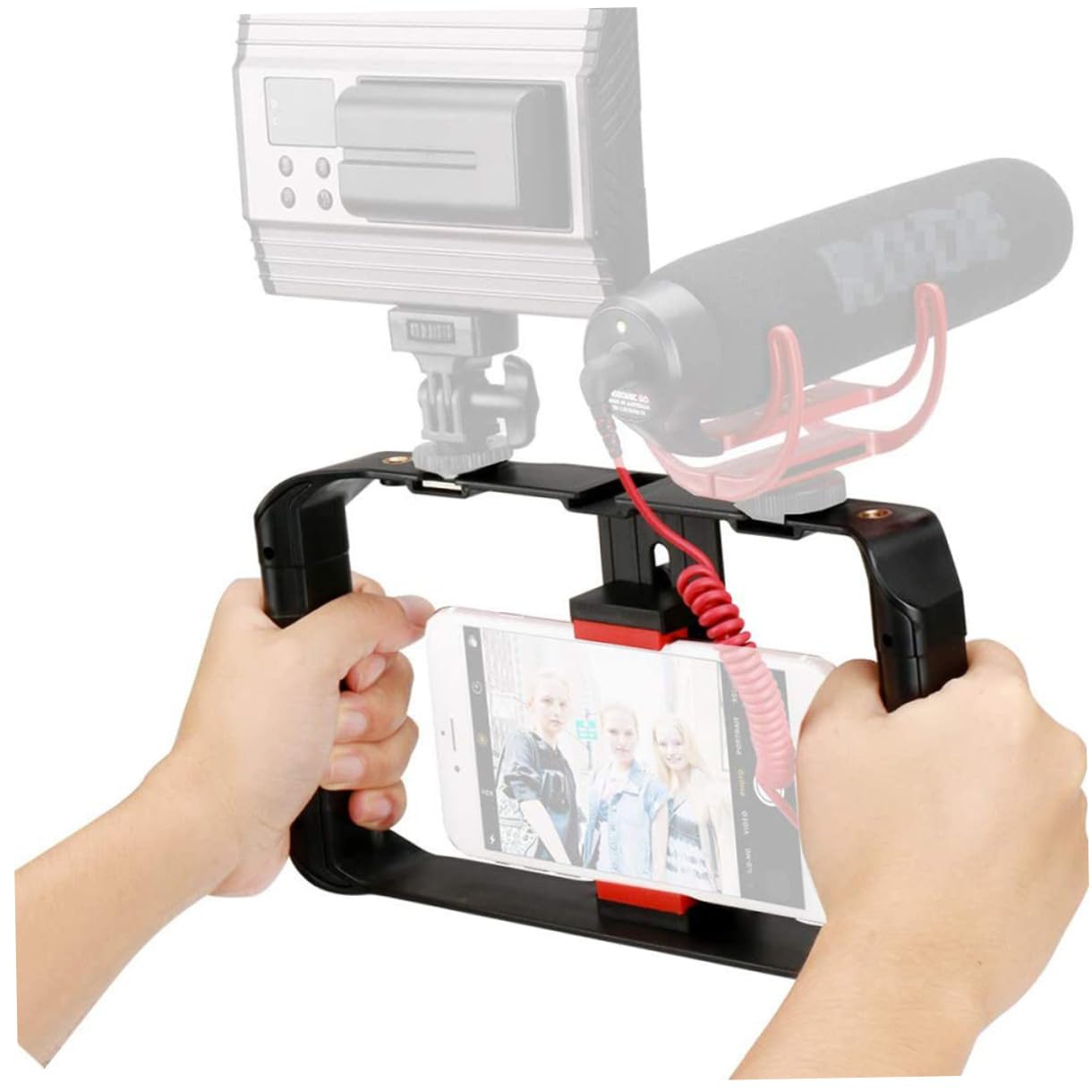 Tragbare Smartphone Halterung aus Kunststoff mit Mikrofilmfunktion und Videoaufnahme für Persönlichen und Professionellen Gebrauch in Rot