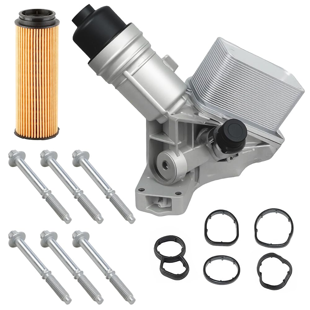 11428583895 Aluminium Engine Oil Cooler Filter Assembly Compatible with 2016-2023 BMW 340i 440i 540i 640i 740i 745e 840i M2 M240i M3 X3 X4 X5 X6 X7 Z4 3.0L Replace# 11428488578 ﻿