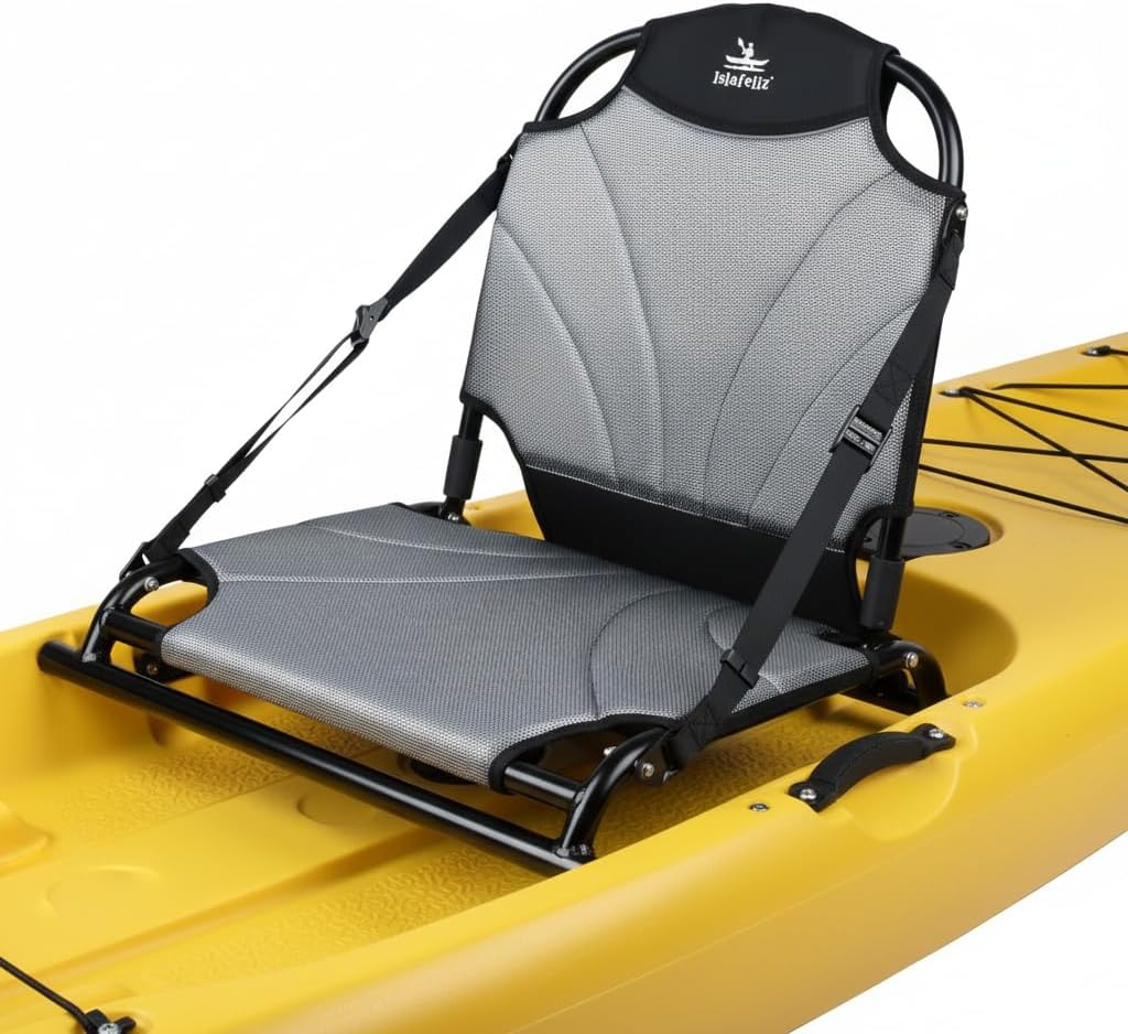 Aluminum Frame Kayak Seat Replacement – Breathable Mesh Stadium Chair for Sit-On-Top Fishing Kayaks & Canoes – High Back Support & Adjustable Straps