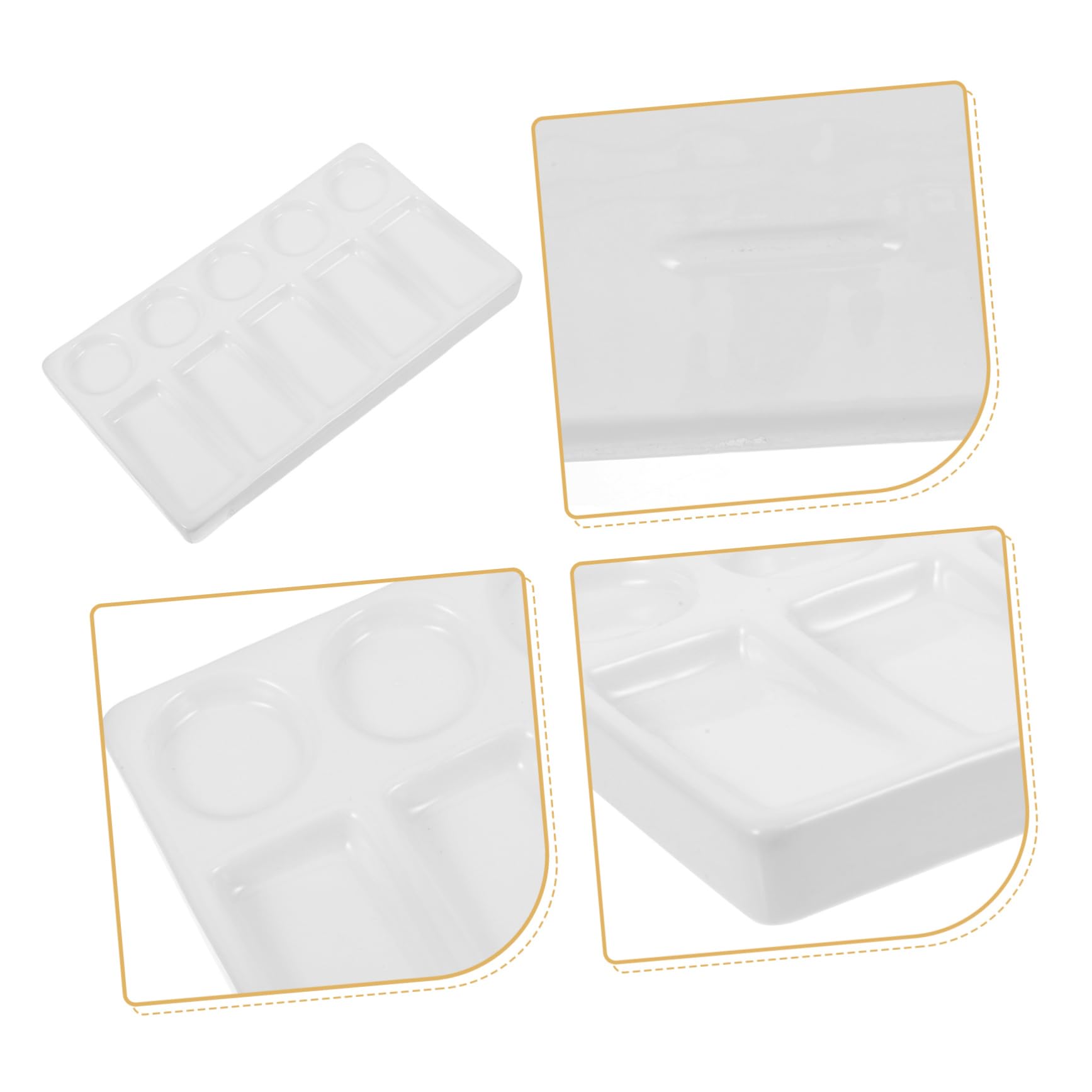 Palette Rectangulaire Blanche à 10 Puits pour Artistes et Peintres