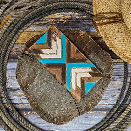 HOOEY Leather Men’s Western Rodeo Wallet (Patchwork - Turquoise)3