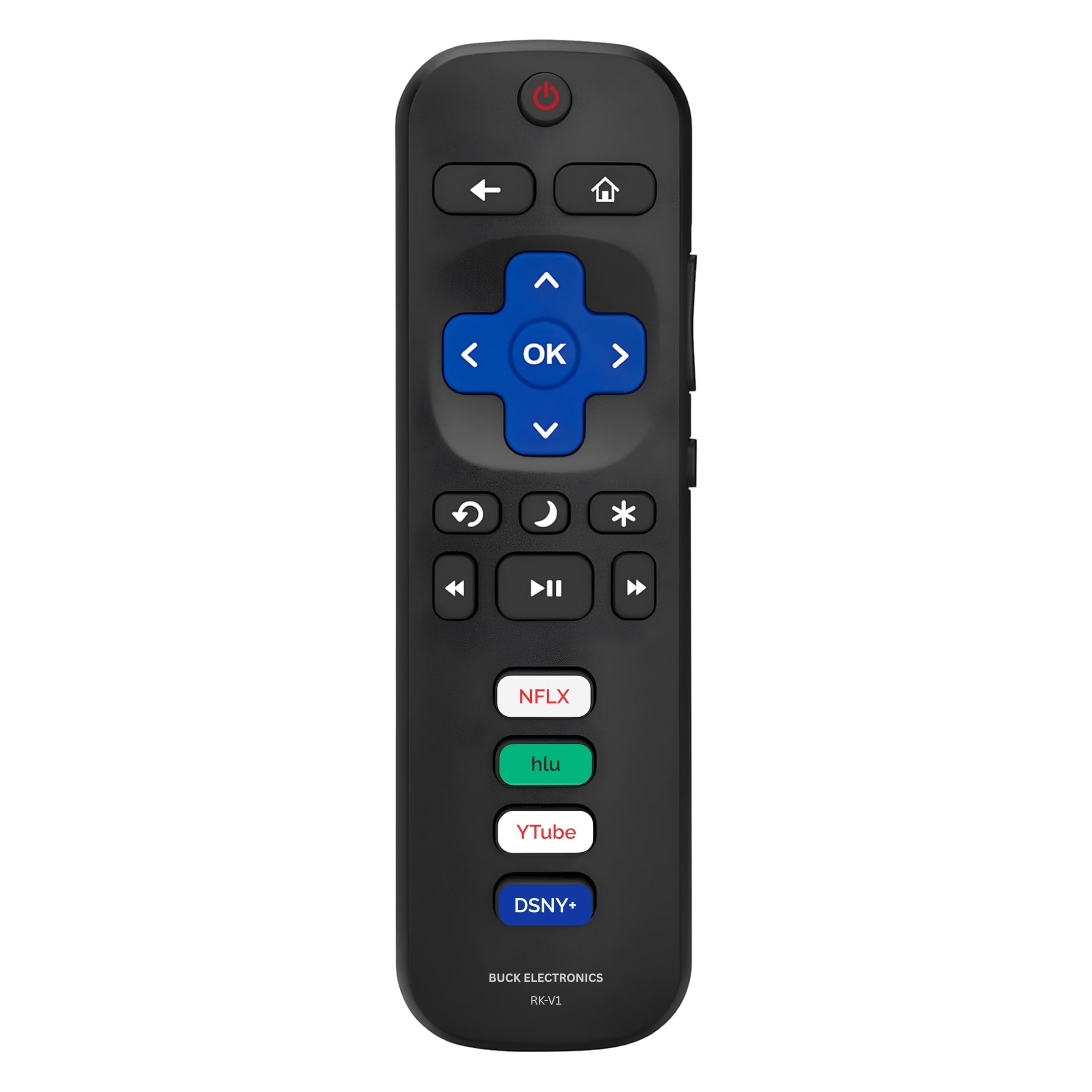 Replacement Remote Control for Roku TV (RK-V1) - Compatible with TCL, Hisense, Onn, Insignia, Philips, Sharp, Element Roku TVs, Easy Setup, Shortcut Keys, 1 Pack (Not for Roku Stick/Box/Players) For Roku TV RK-V1 1 Pack