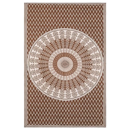 Image of RajasthaniKart Comfort Rajasthani Jaipuri Traditional Sanganeri Print 144 TC 100% Cotton Single Bedsheet with 1 Pillow Cover SB-259 (Brown)