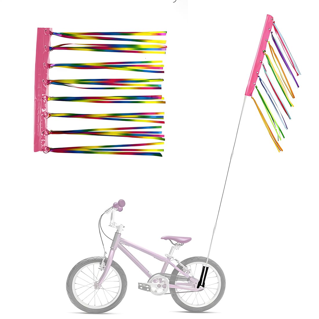 Bandierine per Biciclette Riflettenti per Bambini, Bandierina Sicura Rimovibile con Staffa Regolabile, Accessorio Ideale per Passeggiate in Famiglia e Gite in Bicicletta all'Aperto, 1 Set