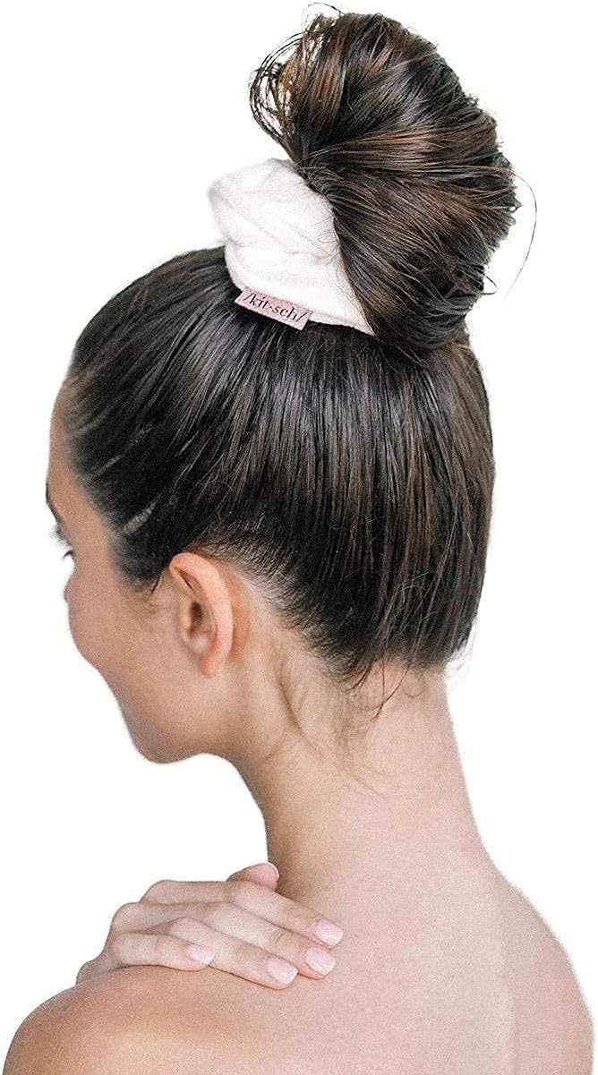 Kitsch Microfiber Hair Towel Wrap for Drying Wet Hair and Microfiber Scrunchies for Frizz Free Heatless Hair Drying | Cleanse Bundle (Micro Dot | White) : Beauty & Personal Care