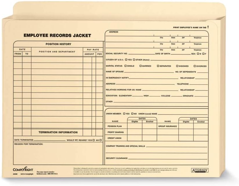 ComplyRight Employee Record Jacket, Expandable Letter Size