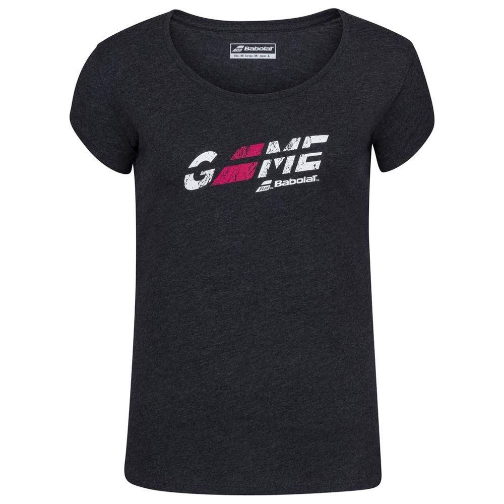 Babolat Exercise Flag Msg Tee W Women's T-Shirt, Womens, T-Shirt, 4WS20445, Black HTHR, XO