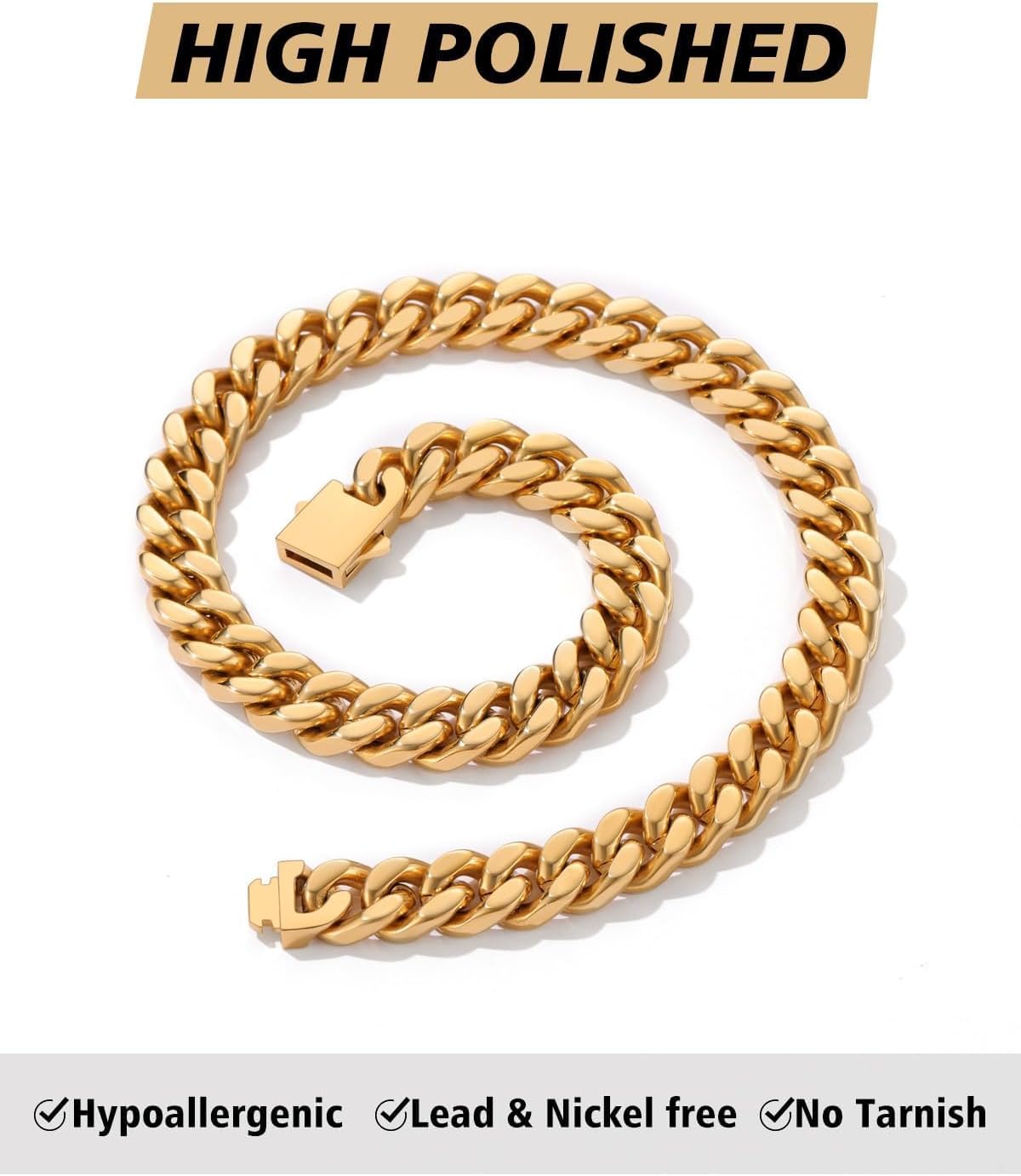 FindChic Chunky Cuban Link Chain for Women, Silver/Gold Plated Choker Trendy Statement Necklace, Thick Curb Chain Hip Hop Punk Jewelry Gift, Unisex Size 5/12/14mm