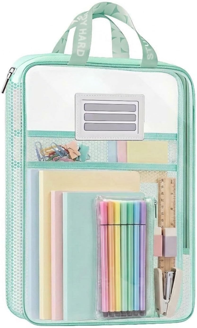 FunBlast Mesh Zipper File Folder Organizer Bag - Zipper File Folders with Carry Handle, Multipurpose Document Stationary, Office Supplies Organizer Case (Green-A)