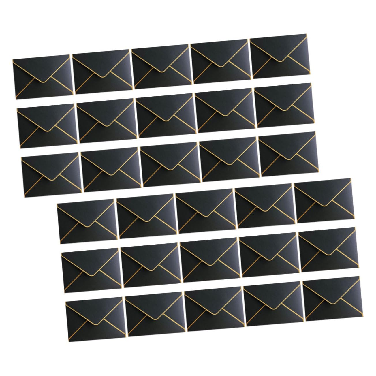 50 Elegante Schwarze Grußkartenumschläge aus Papier mit V-klappe und Goldrand Reißfest für Einladungen und Besondere Anlässe