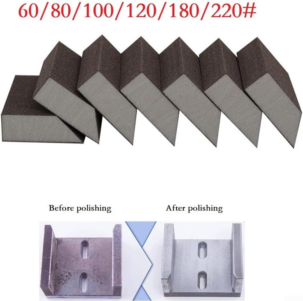 60–240 Grit Flexible Wet/Sponge Sanding Block Wall Tiles, Polishing Pads 100 x 70 x 25 mm – Reusable Foam Abrasive Pad Wood, Paint & Drywall (1 pc)(Grit 180)