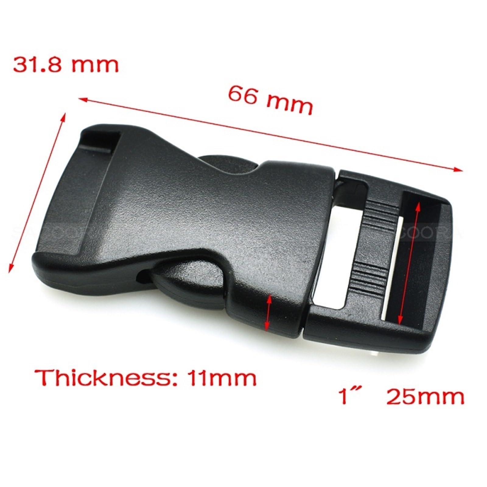 Schnallen und Clips für Rucksäcke 10 Stück for 10–25 mm Gurtband, Kunststoff-Seitenverschluss, Gürtelschnalle for Rucksack, Gepäckgurte, Gurtband, Größe Schwarz