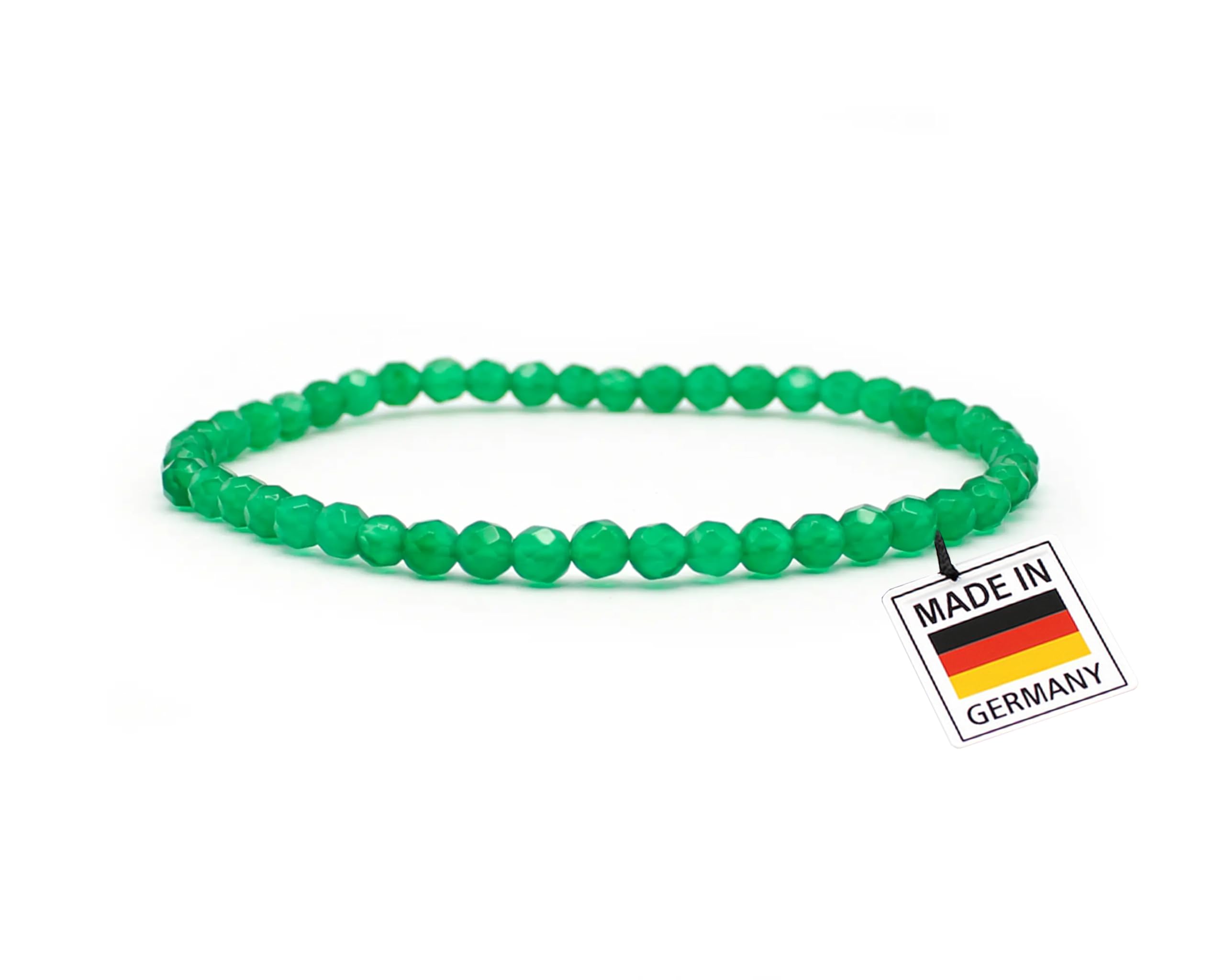 Grünachat Armband 4mm facettiert | Perlenarmband für Harmonie & Gleichgewicht | Edelsteine aus Brasilien | Handgefertigt aus Deutschland | Schmuck für Damen & Herren