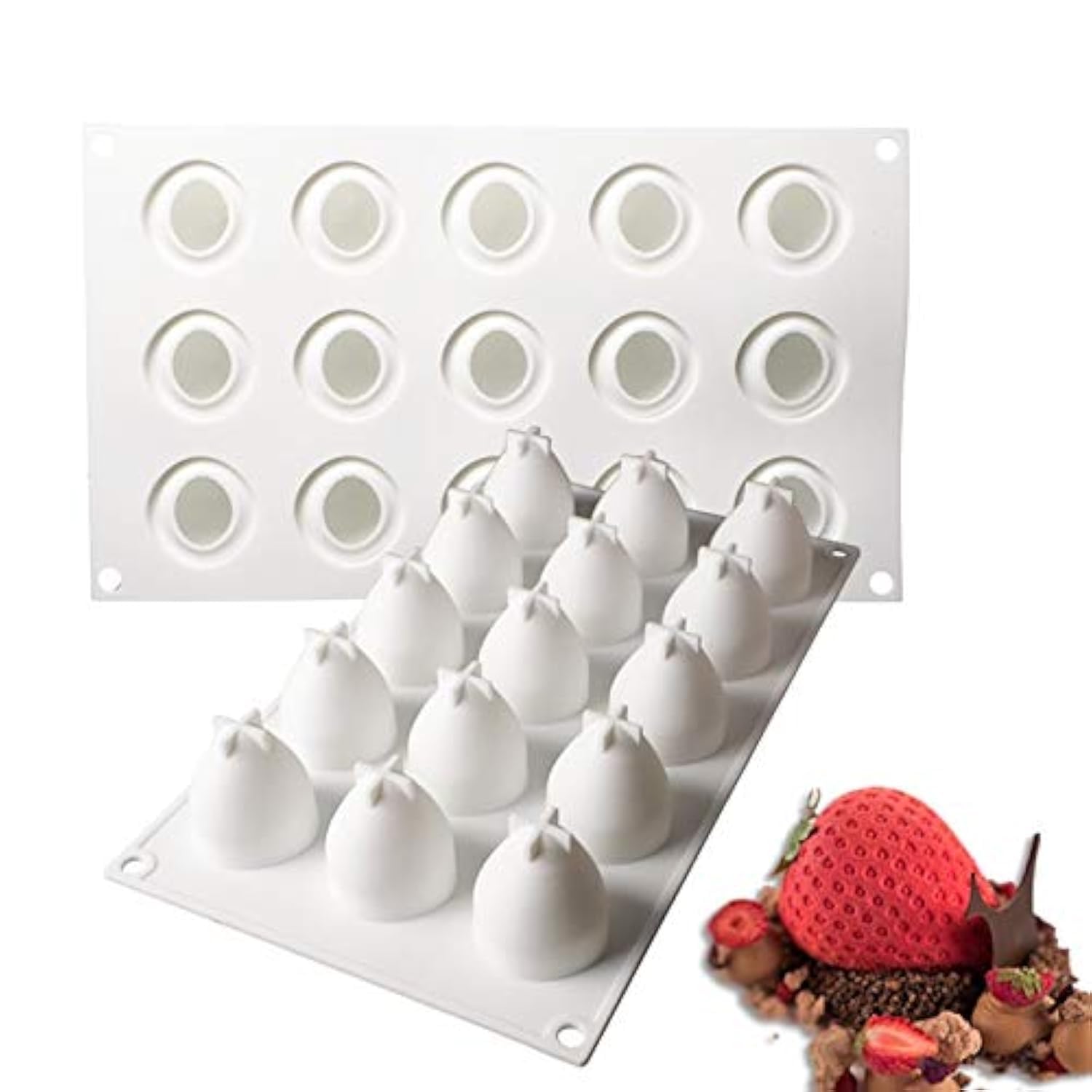 OCPO KITCHEN Chocolate Mould Silicone Heart, Silicone Mould Chocolates Heart Non-Stick 3D Dessert Mould BPA Free for Pudding, Jelly, Dessert, Chocolate, Jelly (15 Cavities)