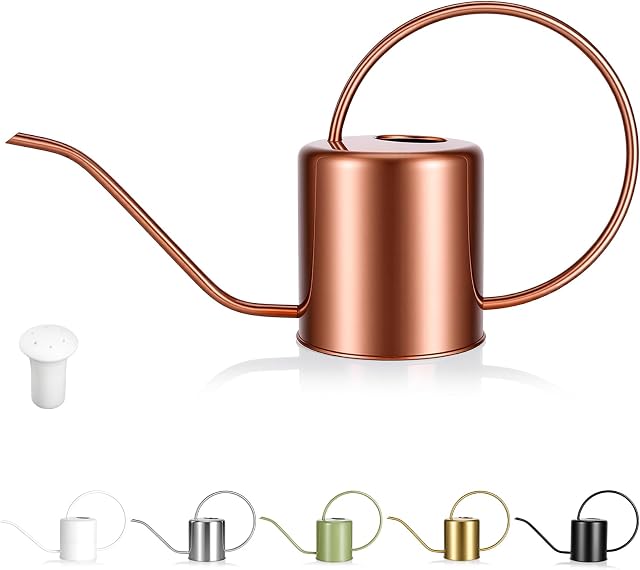 Le pot d'arrosage des plantes, 50 oz / 1500 ml Acier inoxydable Métal - Décoratif moderne avec une longue épanchement pour les plantes en pot intérieur, Bonsai, Fleurs de jardin, Cuivre