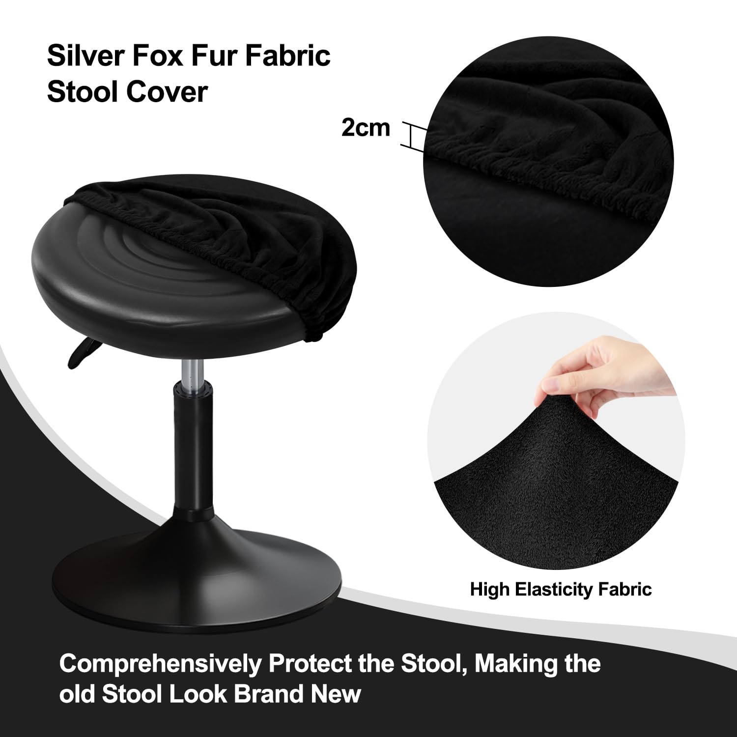 YINGAYOU Round Velvet Stool Cover 12-16"/30-40cm Bar Stool Cover Very Soft Elastic and Easy to Install Wrinkle Resistant - Image 2