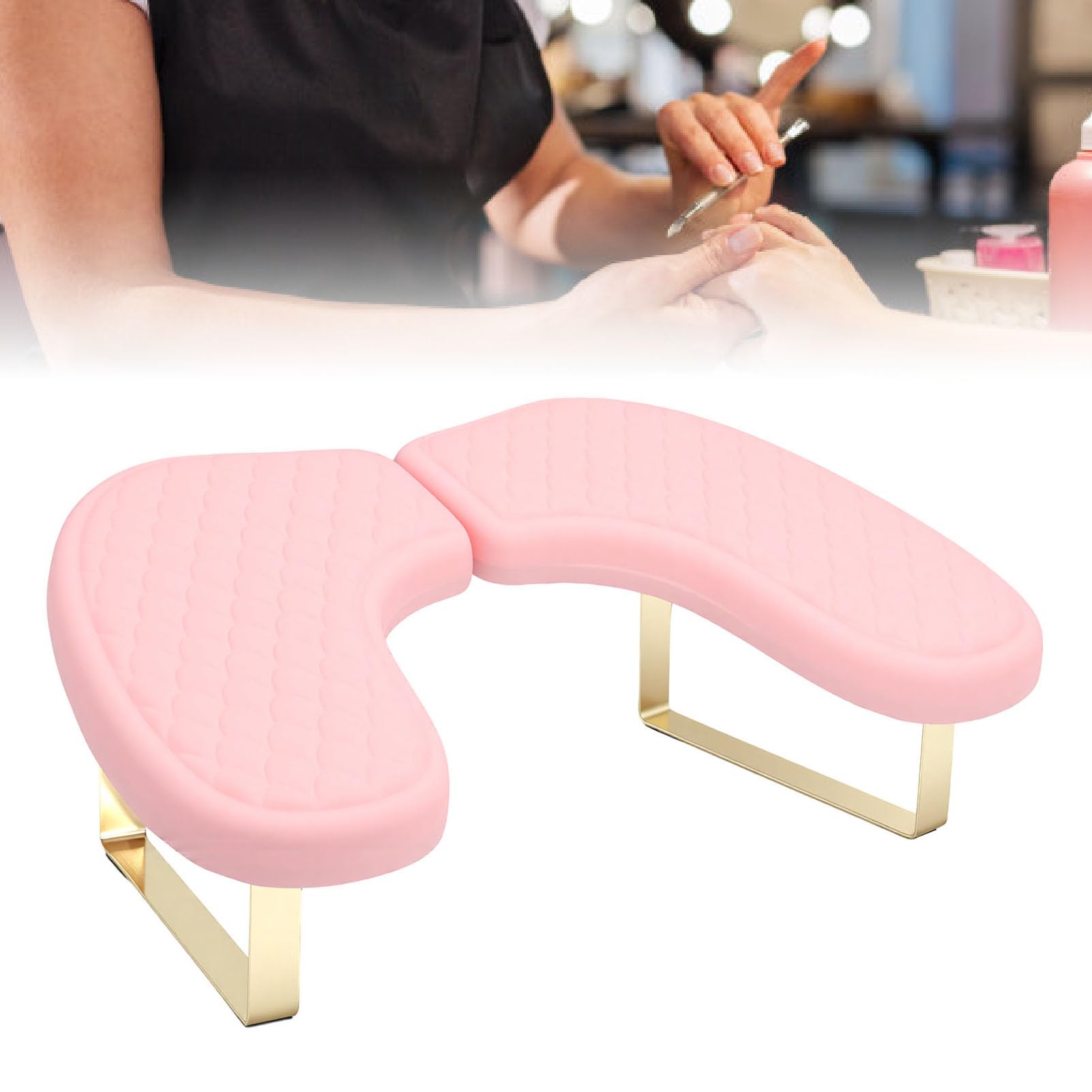 Poggiamano per Braccio per Unghie a Forma di U per Unghie, Cuscino per Poggiamano per Manicure Tech 45 Cm X 31 Cm X 18 con Cinturino per Telefono per Workstation Salon (PINK)