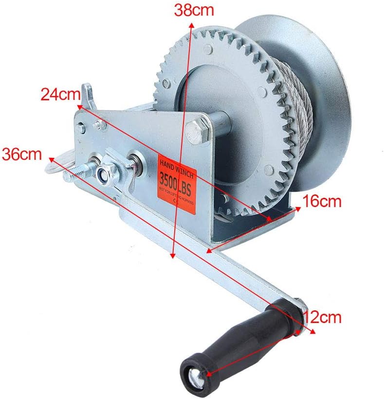 ❤ Crаzу Dеаlѕ Heavy Duty Hand Winch, 3500lbs Capacity Hand Crank Strap Gear Winch Manual Operated Winch with 10m Steel Wire for ATV Boat Trailer Gеt Sресіаl Prісе Heavy Duty Hand Winch, 3500lbs Capacity Hand Crank Strap Gear Winch Manual Operated Winch with 10m Steel Wire for ATV Boat Trailer