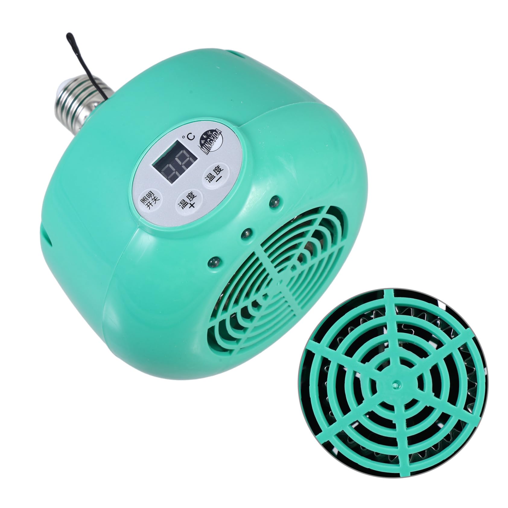 INOOMP Lampada Riscaldante per Rettili Temperatura Intelligente Verde | Emissione senza Luce, Corpo in Plastico e Metallo, Adatta per Criceti e Rettili, Alta Efficienza Termica