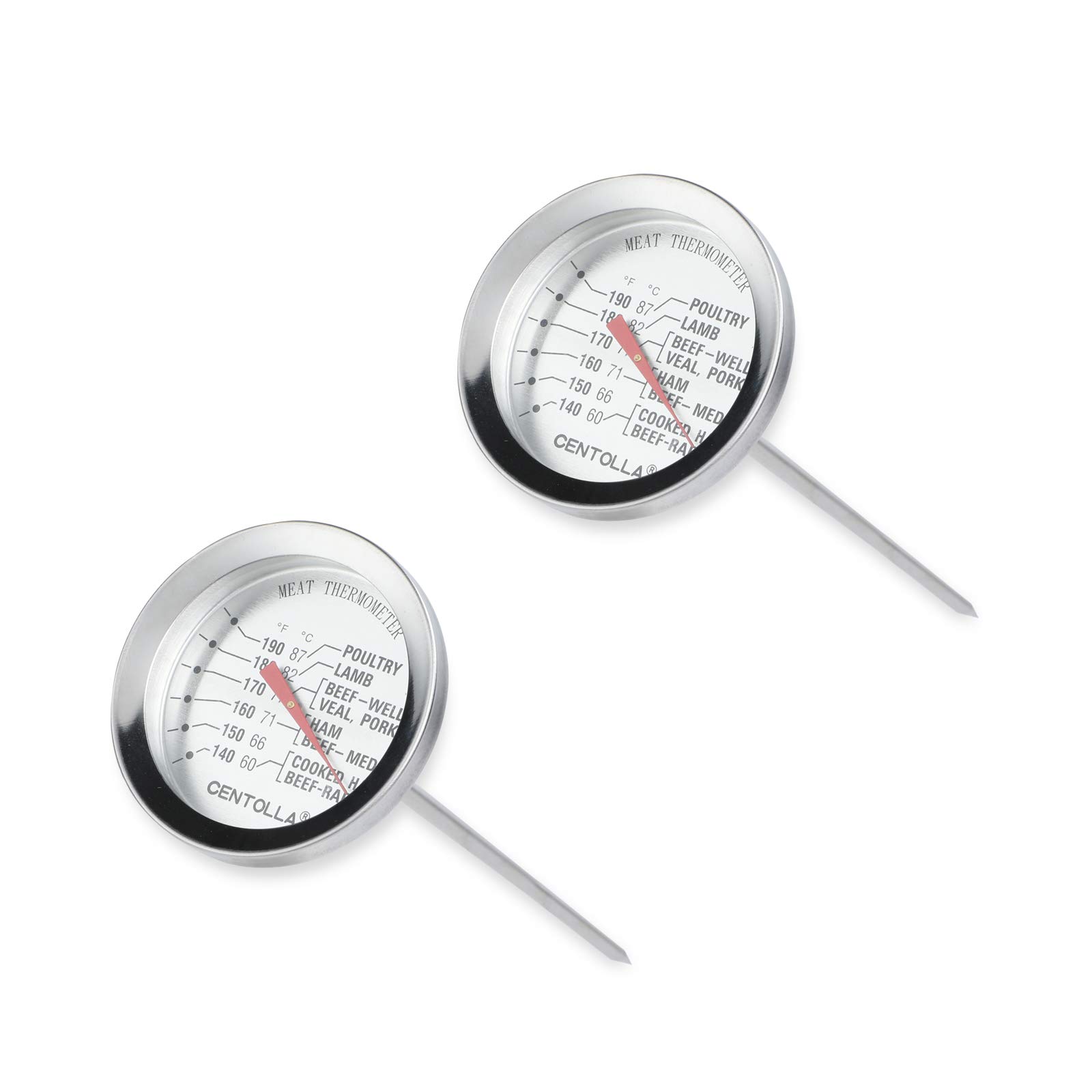Sponsored Ad - 2 Pieces Meat Thermometer for Roaster Oven, Food Thermometer for House Cooking,Large 2.12-Inch Easy-Read Face, Oven Safe Leave in,Stainless Steel Stem Silver